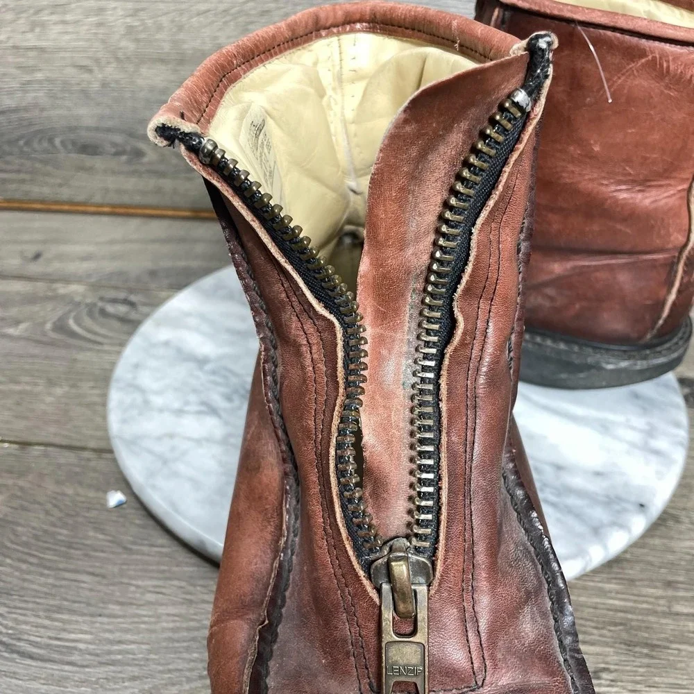 Double H Boots Mens 9.5 EEE Brown Leather Zip Up Ankle Insulated Stadium‎ Retro